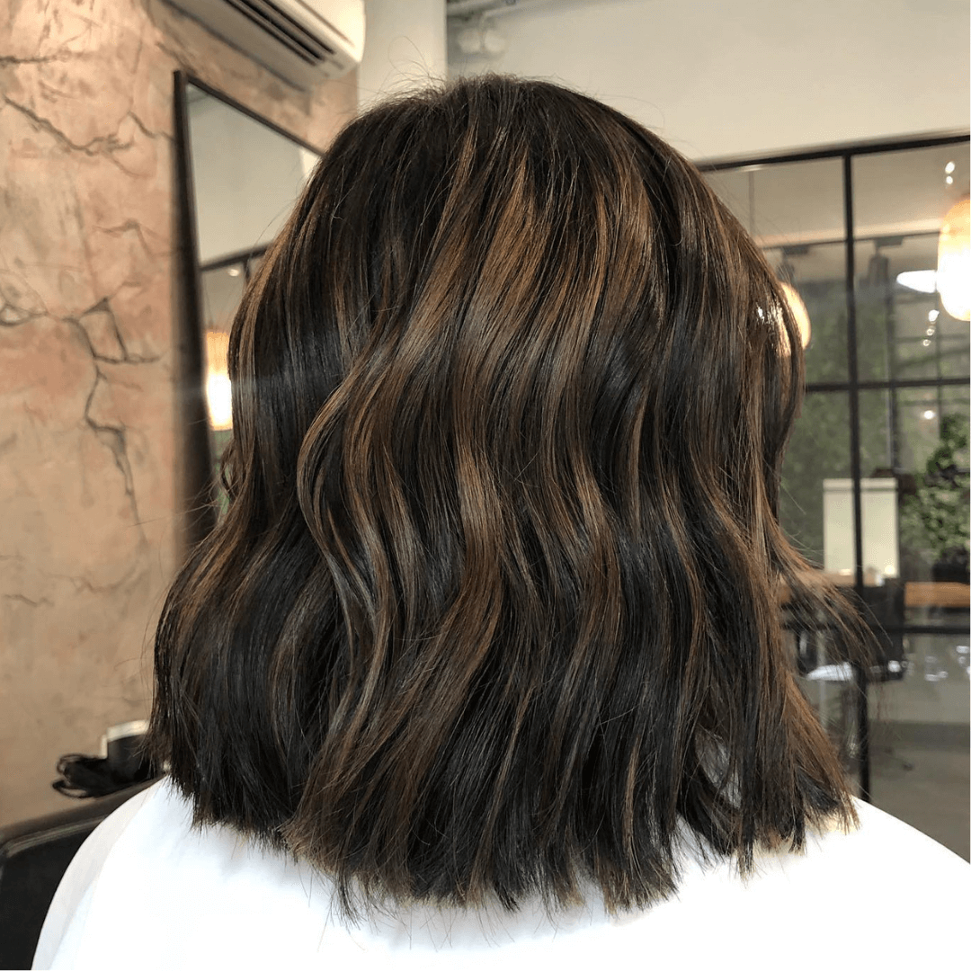 Collarbone Lob With Subtle Highlights Collarbone Lob With Subtle Highlights — Dark Chocolate Brown Hair