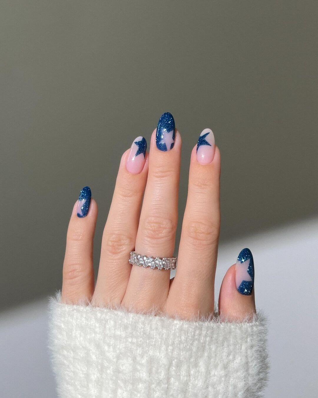 Glitter Visual Idea Glitter Visual Idea — Navy Blue Nails