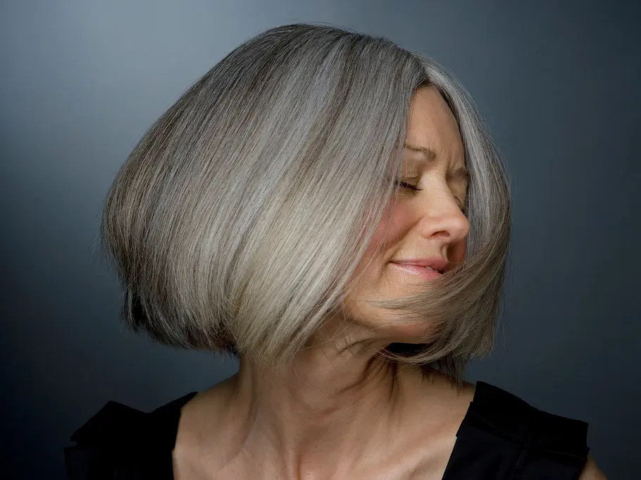 Angled Bob With Root Shadow Angled Bob With Root Shadow — Winter Hairstyles for Gray Hair
