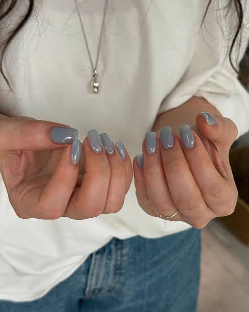 Even Polish Application Opaque Medium Grey Glossy Short Square Nails Even Polish Application Opaque Medium Grey Glossy Short Square Nails — Classy Short Winter Nails