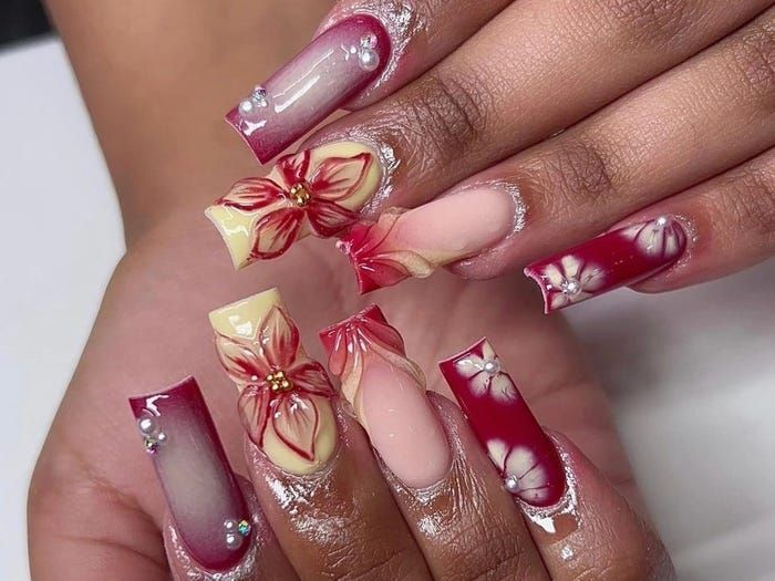 Berry Red Cat-Eye French Tip Nails — New Years Acrylic Nails 2027