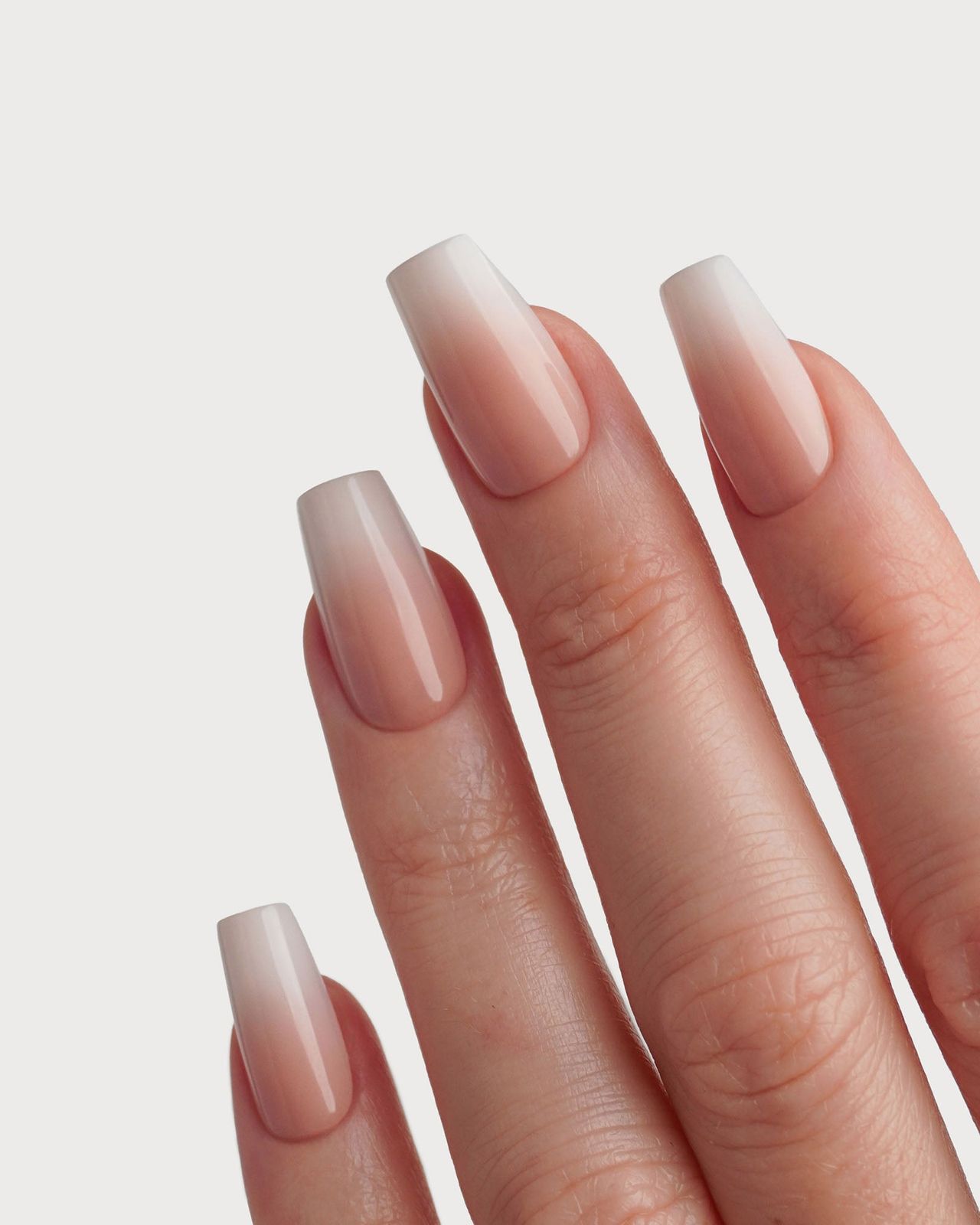 Nude to White Ombre Medium Coffin Nude to White Ombre Medium Coffin — Short Winter Coffin Nails