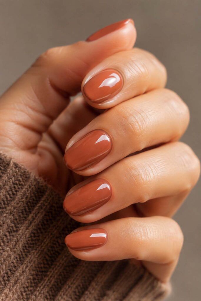 Warm Brown Subtle Sheen Nails Warm Brown Subtle Sheen Nails — Winter Nail Colors for Short Nails
