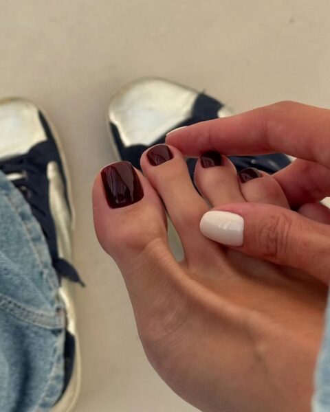 Visible Execution Quality Deep Burgundy Glossy Pedicure Visible Execution Quality Deep Burgundy Glossy Pedicure — Winter Pedicure Colors