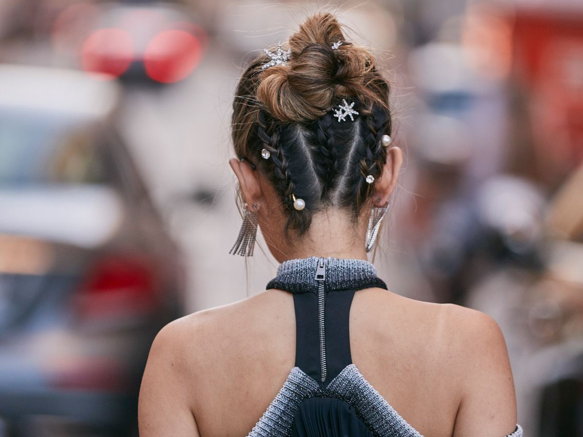 Dark Brown Updo with Winter Accessories Dark Brown Updo with Winter Accessories — Winter Twist Hairstyles
