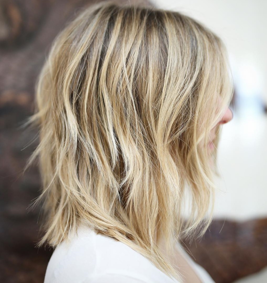 Textured Ash Blonde Layered Lob Textured Ash Blonde Layered Lob — Winter Layered Haircuts