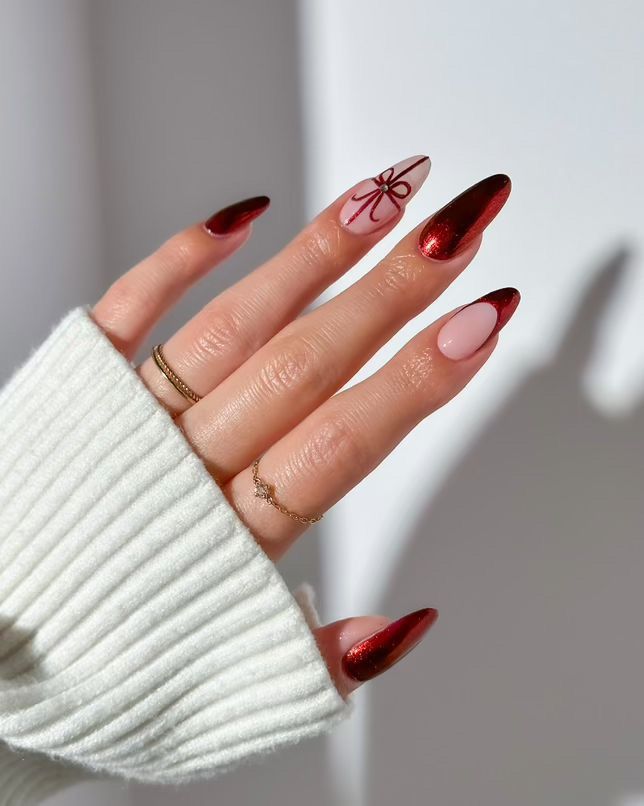 65 Elegant Christmas Nail Designs, From Burgundy Bows to Merry Mistletoes