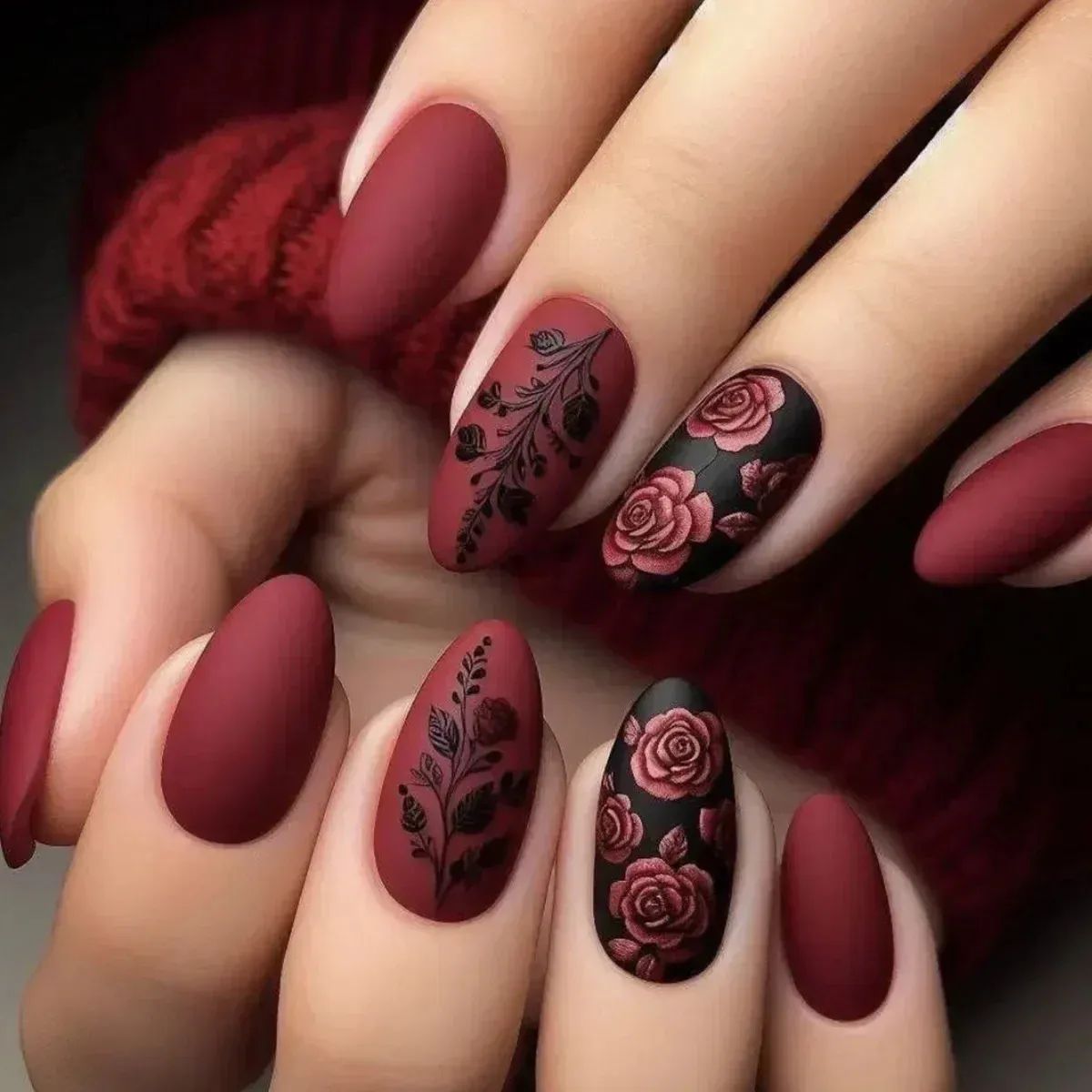 Matte Visual Idea Matte Visual Idea — Medium Winter Almond Nails