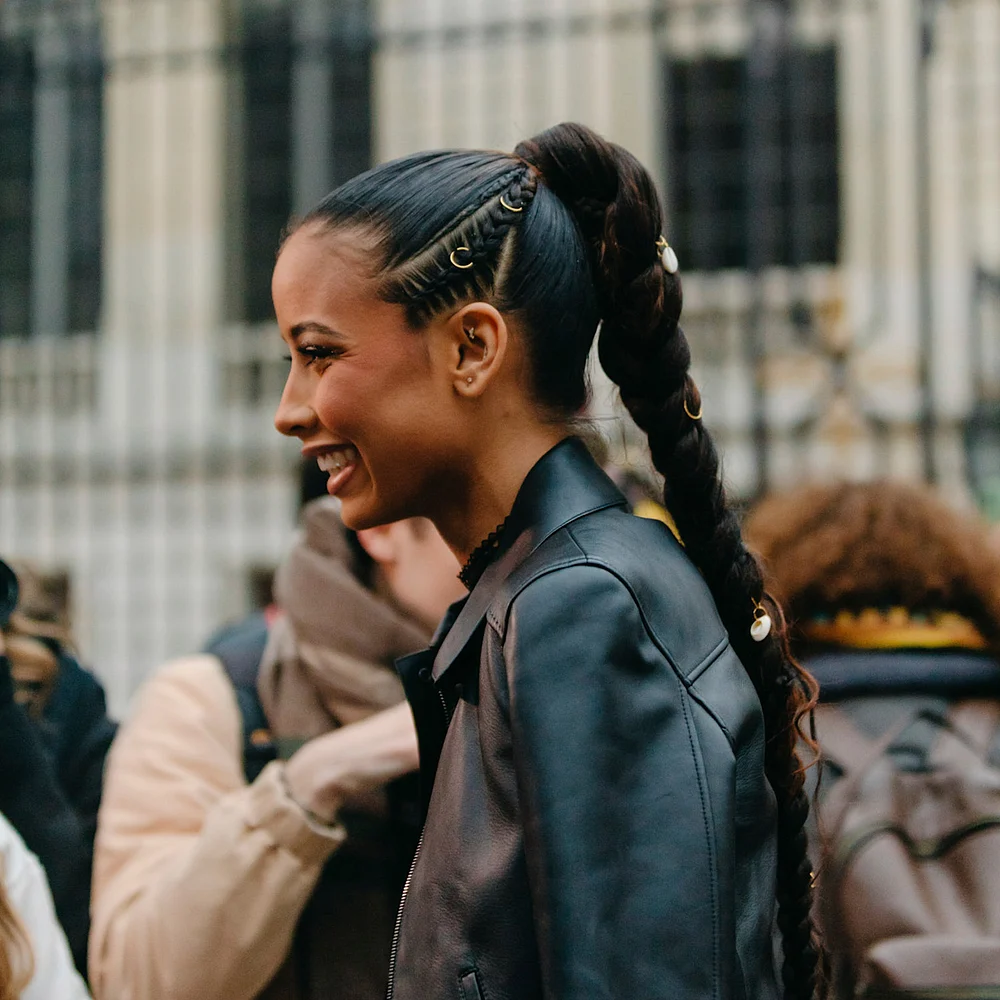 Braided Ponytail With Embellishments Braided Ponytail With Embellishments — Winter Party Hairstyles