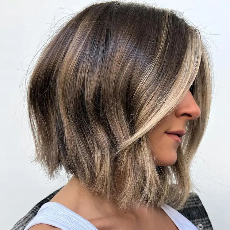 Textured Bob With Striking Gray and Silver Contrast Textured Bob With Striking Gray and Silver Contrast — Gray Blending Highlights