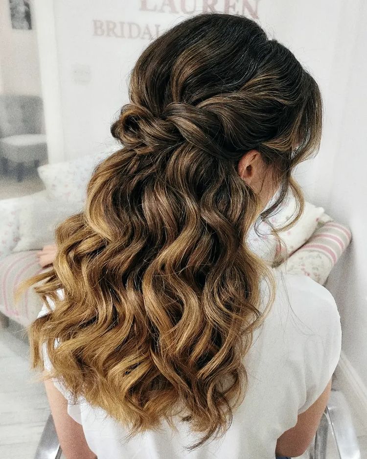 Dark Brown Balayage Twisted Knot Dark Brown Balayage Twisted Knot — Winter Half Up Half Down Hairstyles