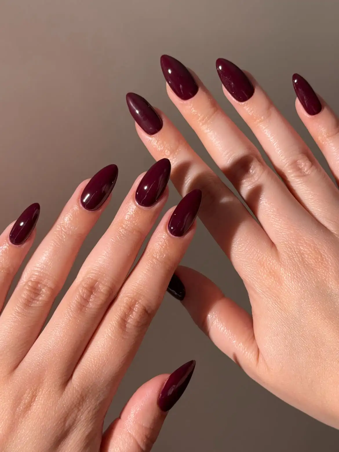 Rich Deep Burgundy Medium Almonds Rich Deep Burgundy Medium Almonds — Burgundy Nails