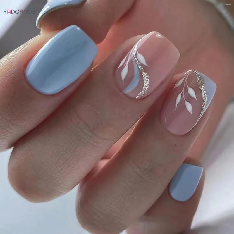 Short Square Icy Blue Swirl Nails Short Square Icy Blue Swirl Nails — Icy Blue Nails