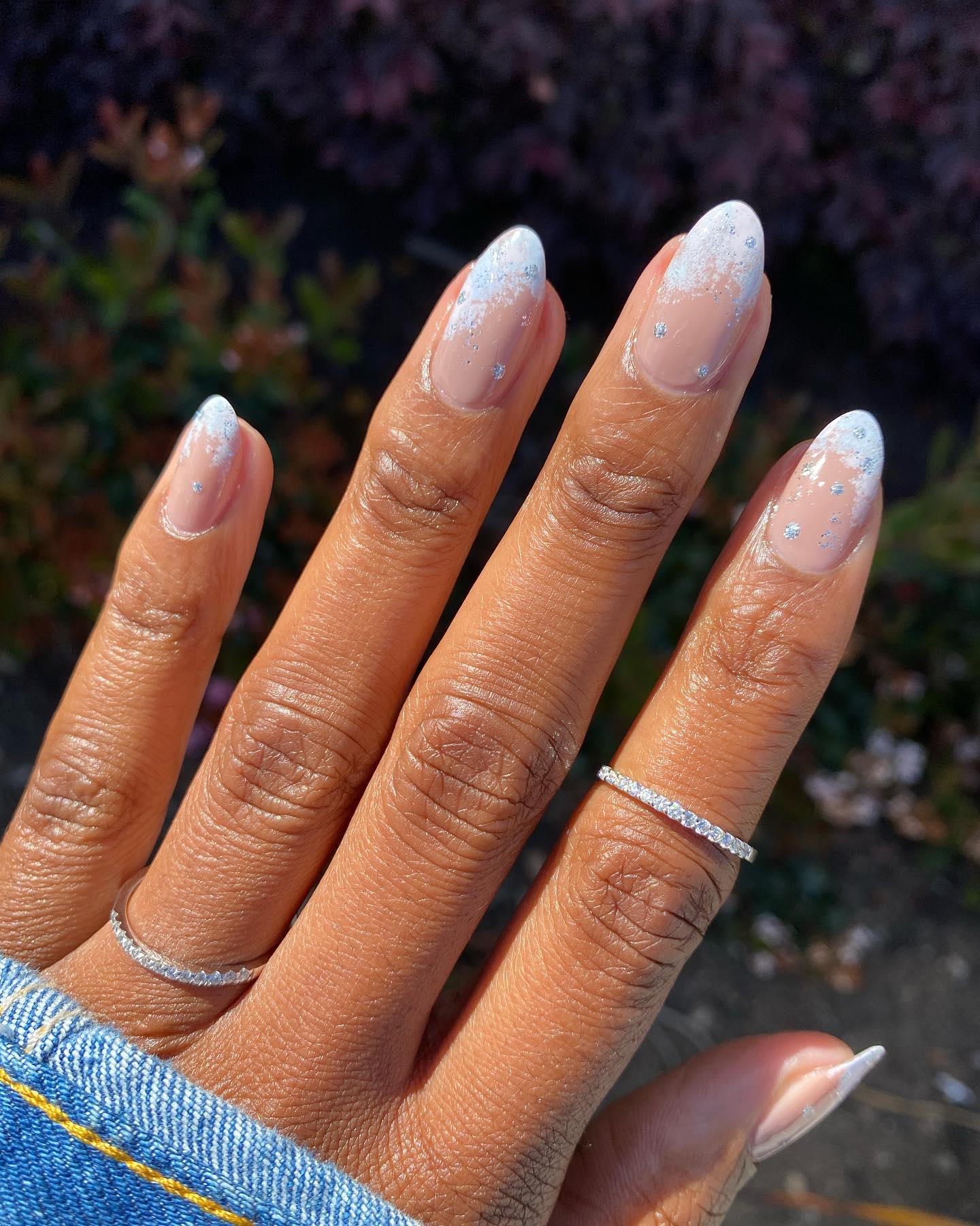Holiday Party Festive Silver Glitter French Almond Nails Holiday Party Festive Silver Glitter French Almond Nails — Holiday Party Nails 2026