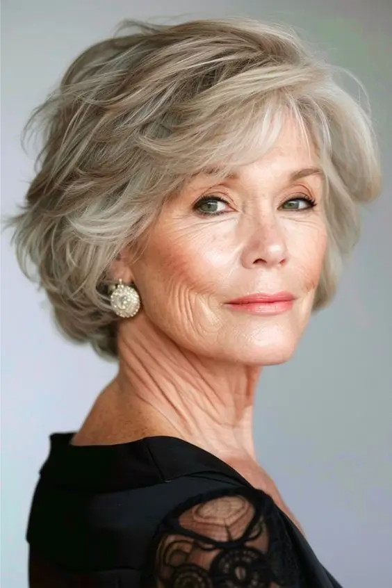 Wispy Bangs Collarbone Ash Blonde Shag Wispy Bangs Collarbone Ash Blonde Shag — Winter Haircuts for Women Over 60