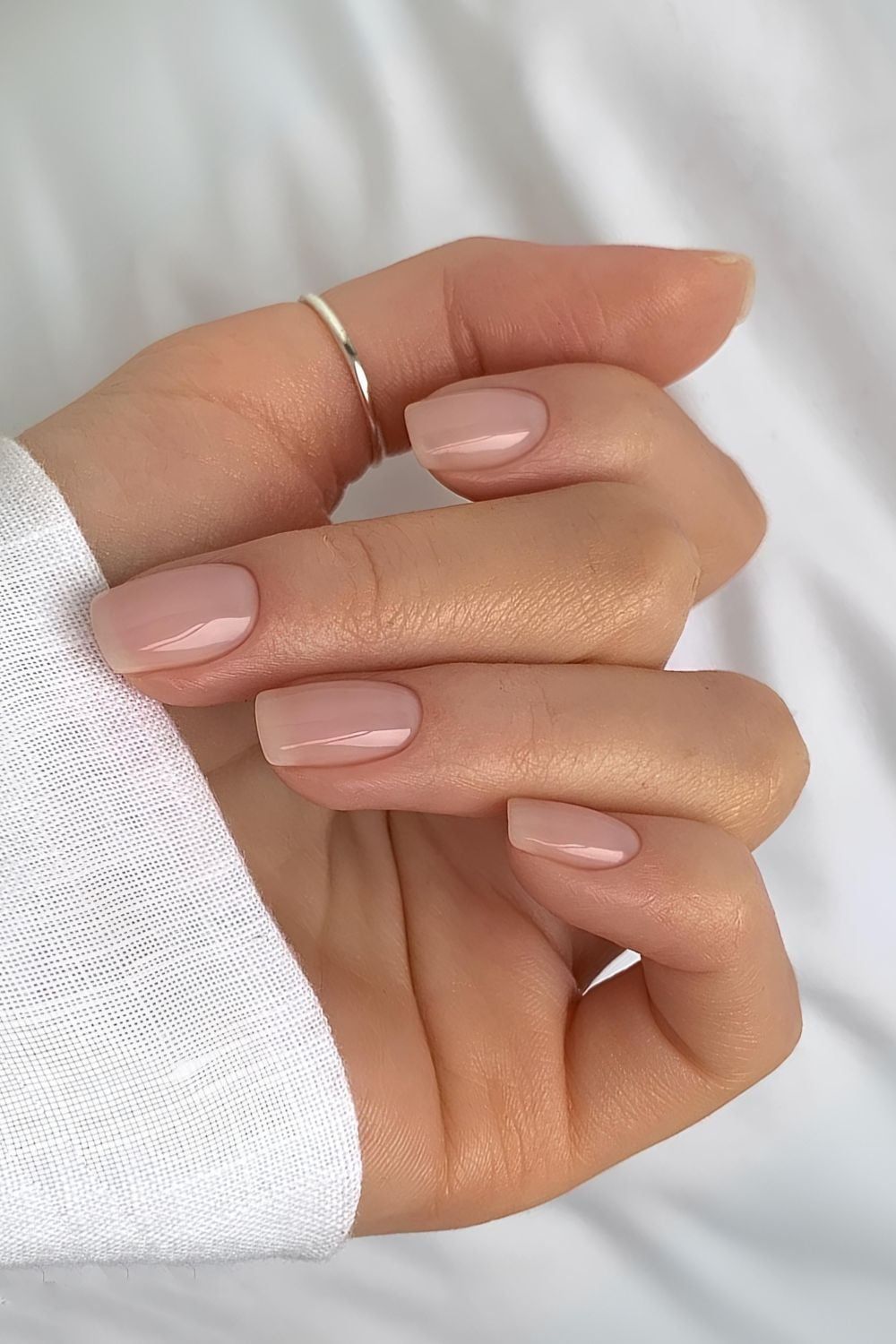 Sheer Milky Pink Short Square Nails Sheer Milky Pink Short Square Nails — Clean Girl Winter Nails