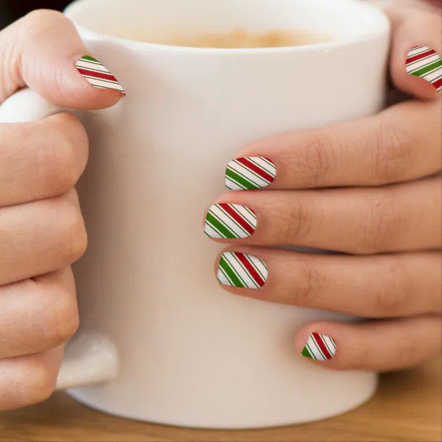 Diagonal Stripes Visual Idea Diagonal Stripes Visual Idea — Red and Green Christmas Nails 2026