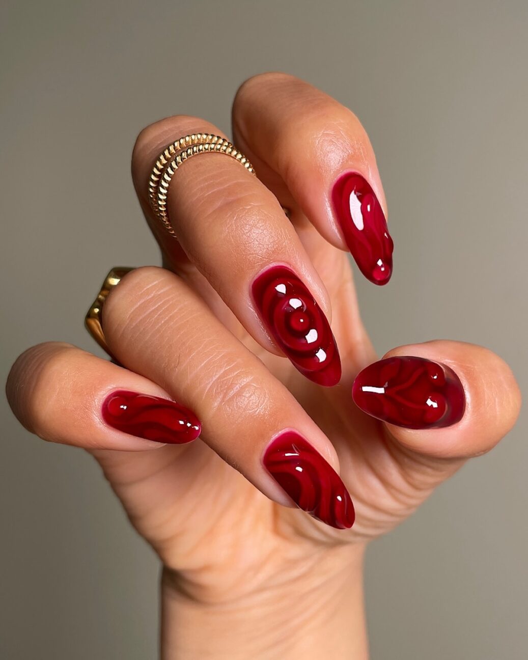 Deep Red Marble Stiletto Nails Deep Red Marble Stiletto Nails — Cherry Red Nails