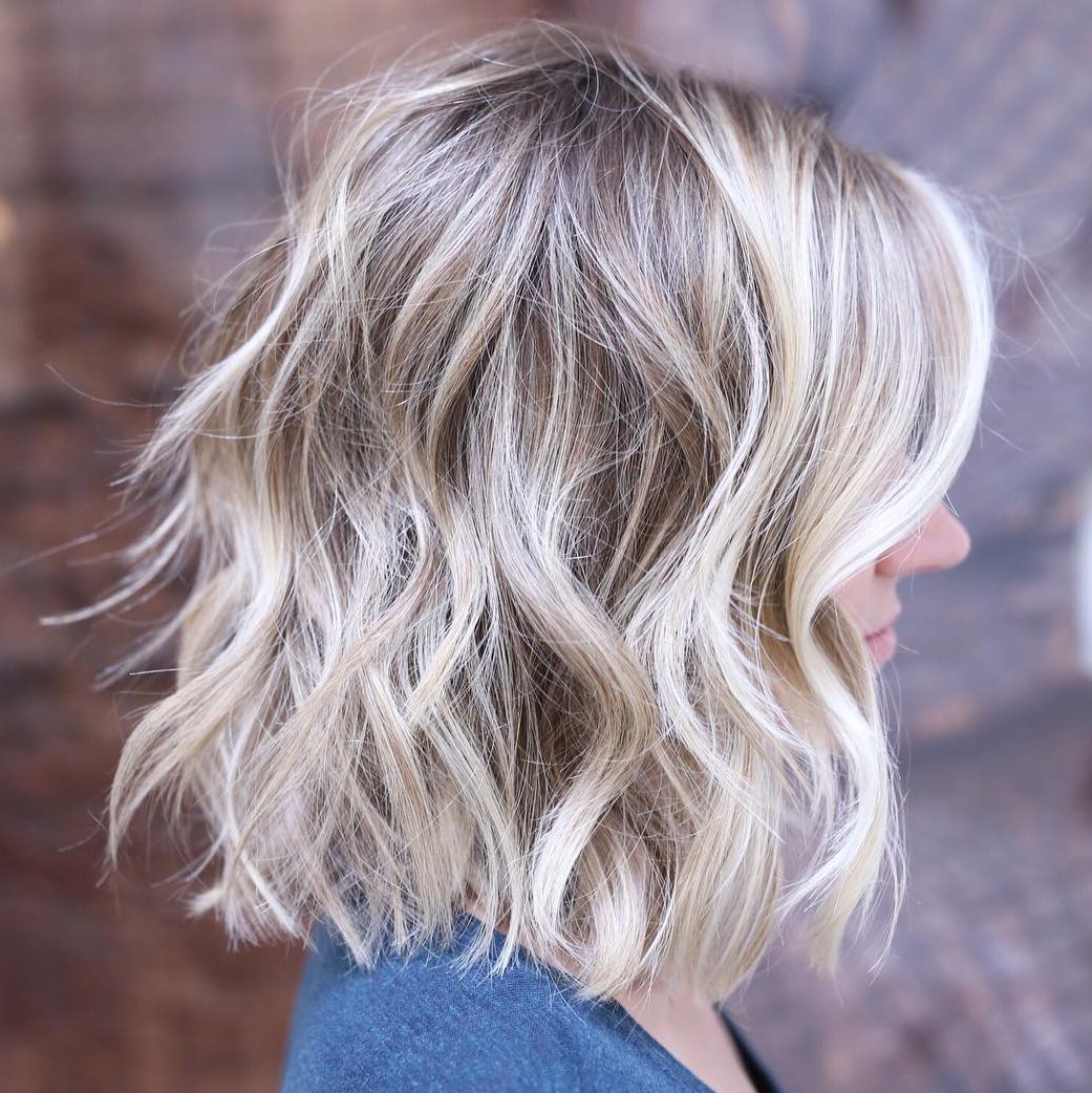 Ash Blonde Lob With Textured Waves Ash Blonde Lob With Textured Waves — Winter Lob Haircuts