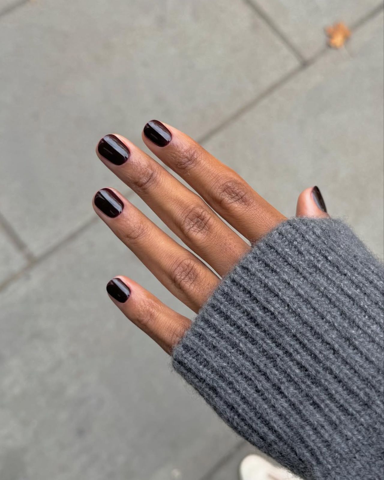 Deep Glossy Dark Brown Short Oval Nails Deep Glossy Dark Brown Short Oval Nails — Winter Nail Colors for Women Over 70