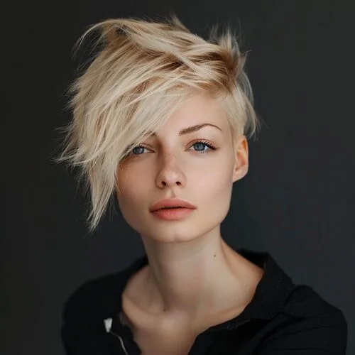 Short Layered Shaggy Platinum Blonde Pixie Short Layered Shaggy Platinum Blonde Pixie — Winter Pixie Haircuts