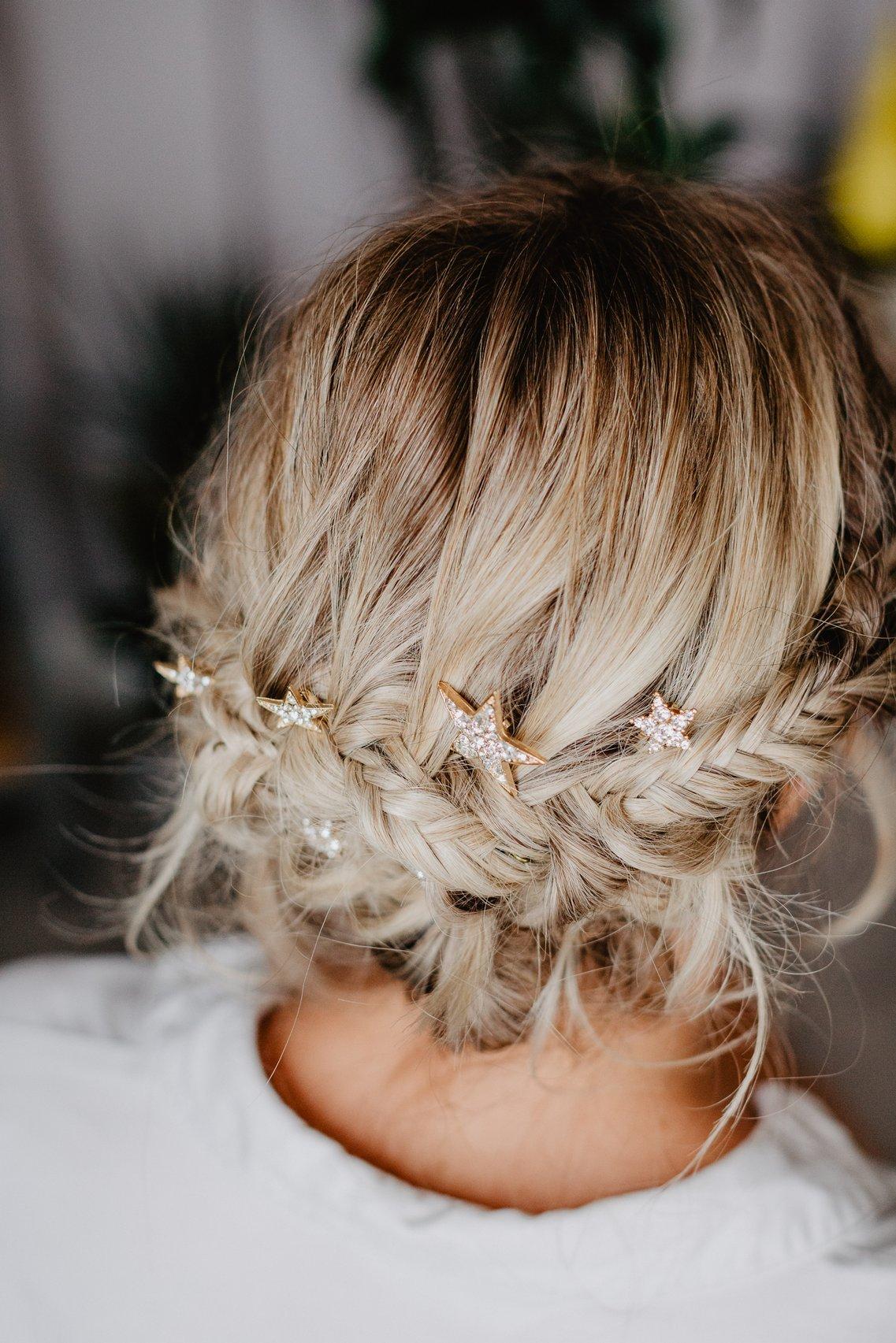 Layers Short Blonde Braided Updo — Winter Wedding Guest Hairstyles
