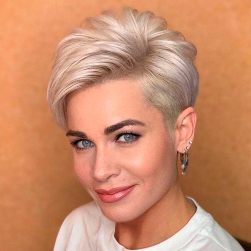 Platinum Pixie Bob With Root Shadow Platinum Pixie Bob With Root Shadow — Short Winter Haircuts