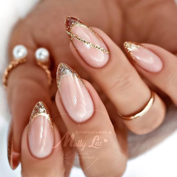 Glossy With Glitter Visual Idea Glossy With Glitter Visual Idea — New Years French Tip Nails 2027