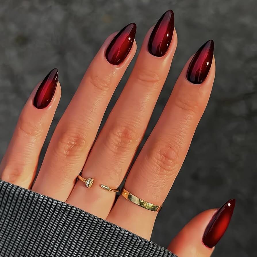 Cat-Eye Effect Glossy Black Cherry Cat Eye Long Stiletto Nails Cat-Eye Effect Glossy Black Cherry Cat Eye Long Stiletto Nails — Black Cherry Nails