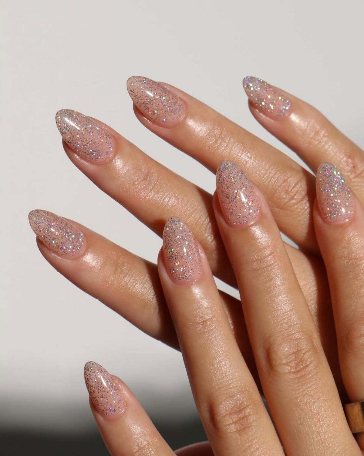 Multi-Color Glitter Almonds Multi-Color Glitter Almonds — Winter to Spring Transition Nails