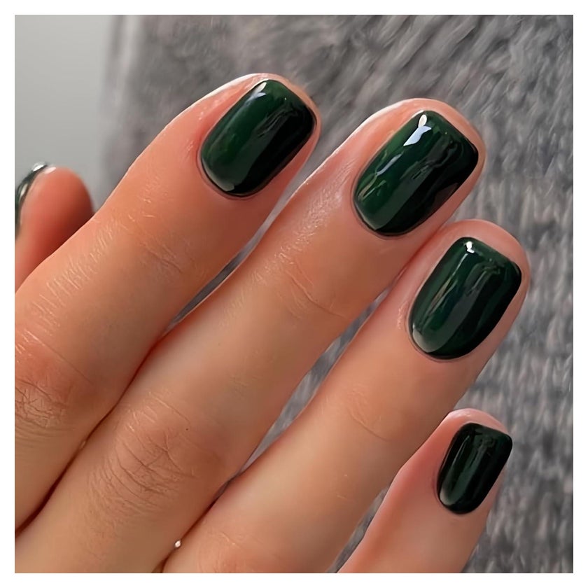 Deep Forest Green Glossy Squares Deep Forest Green Glossy Squares — Winter Nails for Black Women
