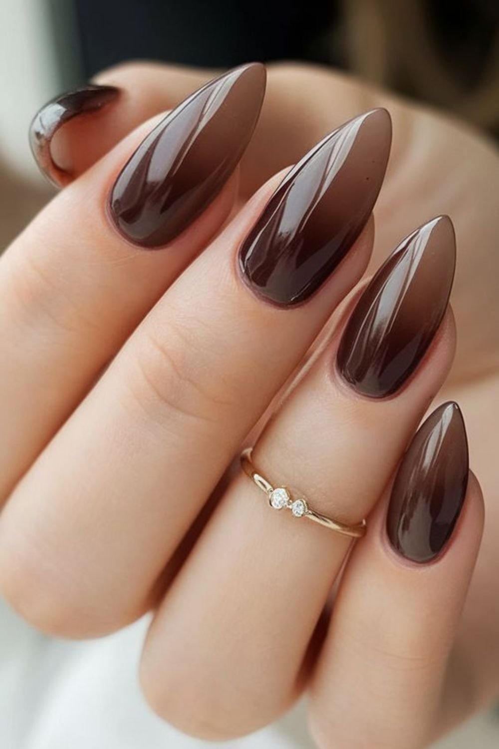 One Hand Close Macro Visual Idea One Hand Close Macro Visual Idea — Chocolate Brown Nails