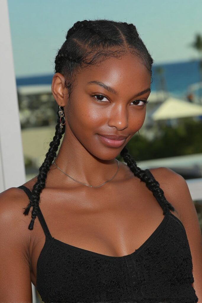 Classic Two Braids With Clean Parting Classic Two Braids With Clean Parting — Winter Braids for Black Women