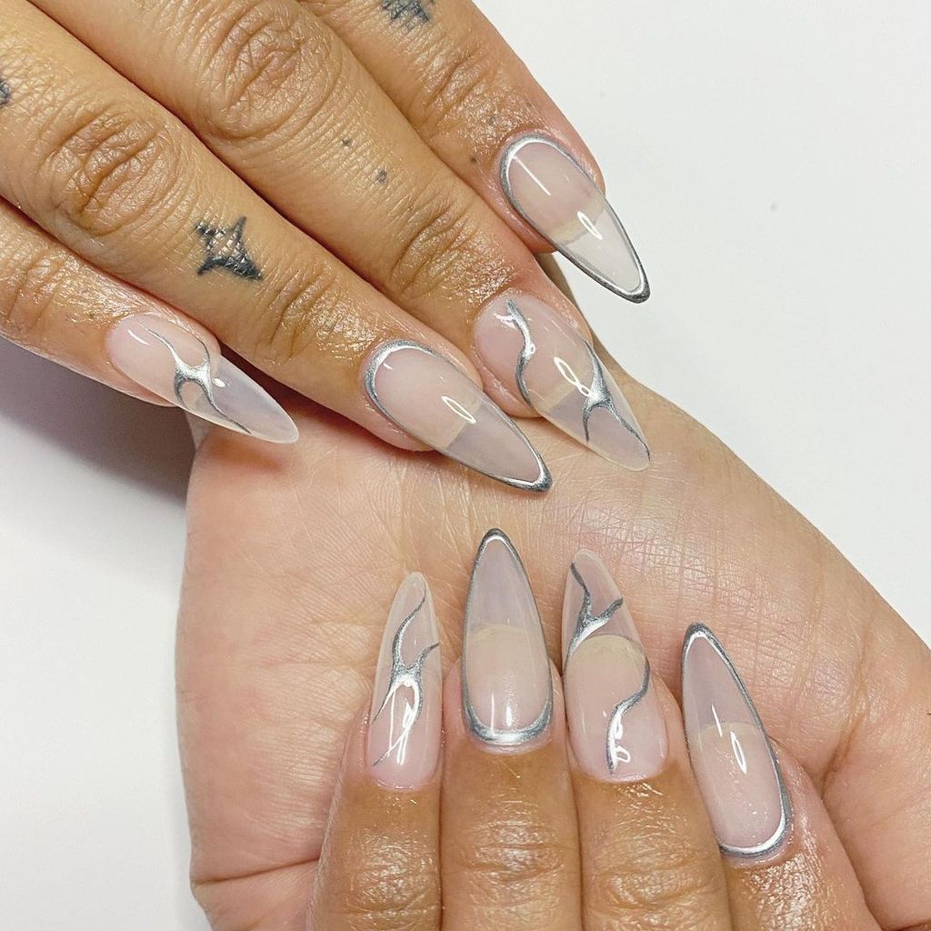 Chrome Glitter Iridescent Visual Idea — New Years Acrylic Nails 2027