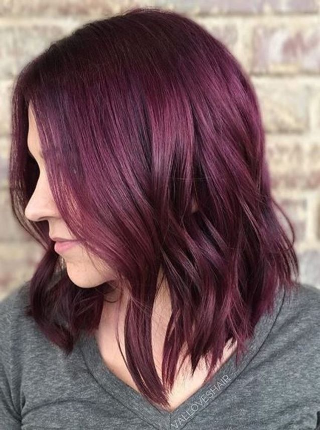 Deep Violet Burgundy Lob Deep Violet Burgundy Lob — Burgundy Hair Color