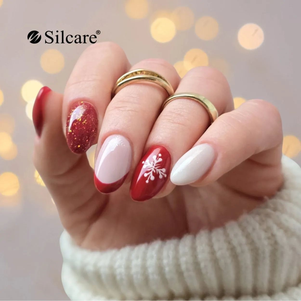 Glossy Glitter Red Glitter French Tip Snowflakes Glossy Glitter Red Glitter French Tip Snowflakes — Sparkly Winter Nails