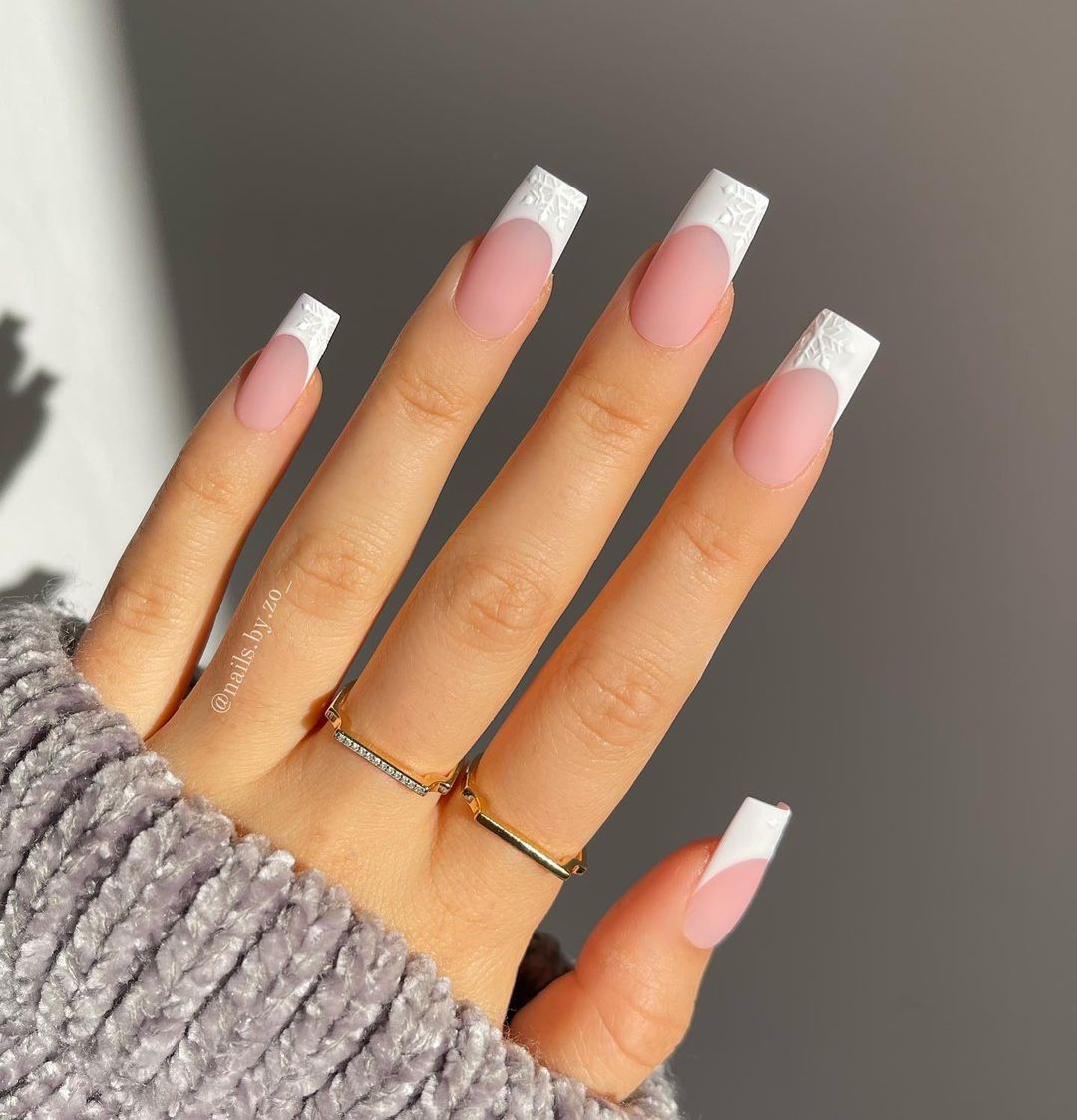 White Lace French Matte Square Nails White Lace French Matte Square Nails — Baddie Winter Nails