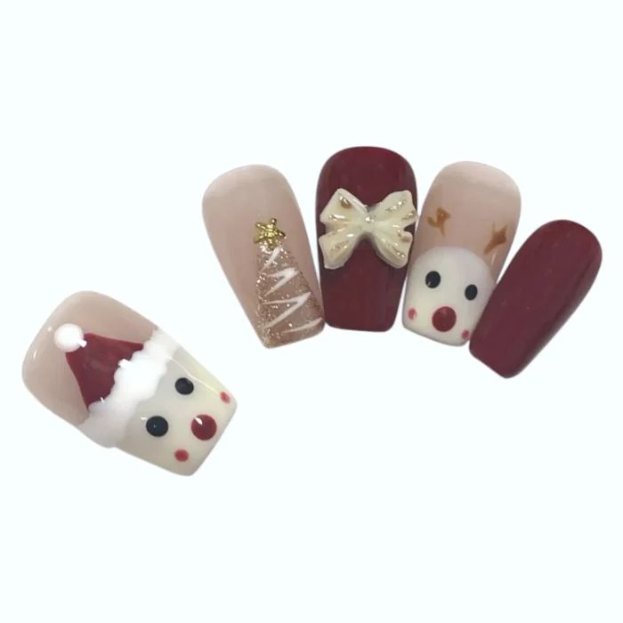Gift Wrap Stripes and Bow Designs Gift Wrap Stripes and Bow Designs — Short Christmas Coffin Nails 2026