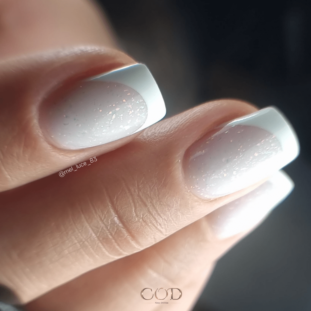 Short Square Glitter French Tips Short Square Glitter French Tips — Winter Wedding Nails