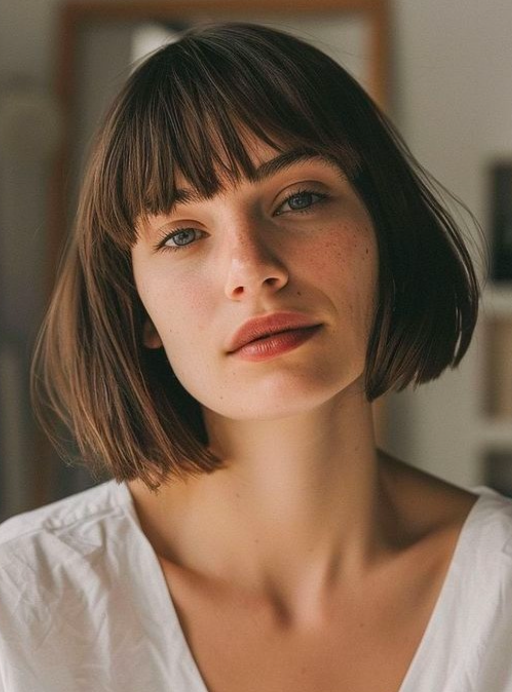 Chic Blunt Bob With Blunt Bangs Chic Blunt Bob With Blunt Bangs — Winter Hairstyles for Thick Hair