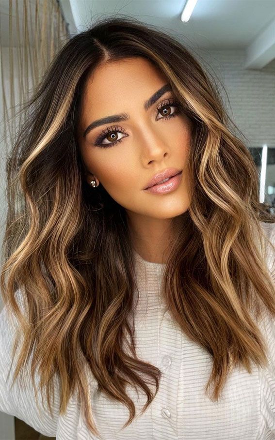 Dark Brown With Honey Caramel — Winter Highlights