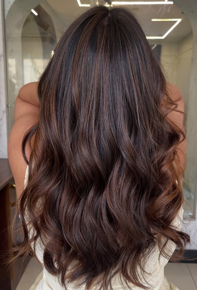 Chocolate Brown with Cinnamon Highlights Chocolate Brown with Cinnamon Highlights — Cinnamon Brown Hair