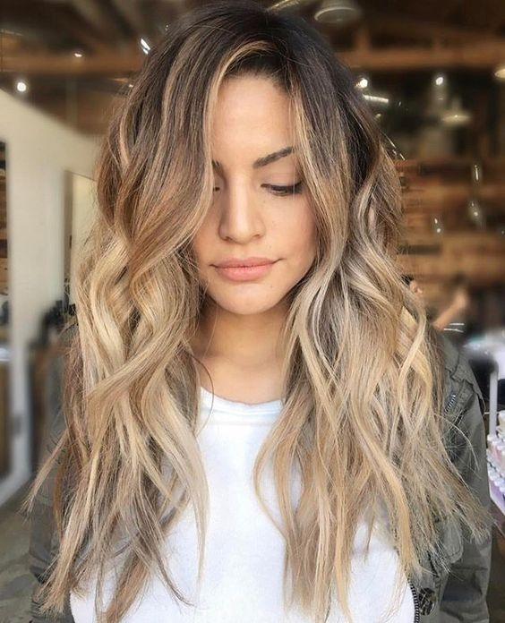 Dark Brown With Blonde Balayage Dark Brown With Blonde Balayage — Long Winter Haircuts