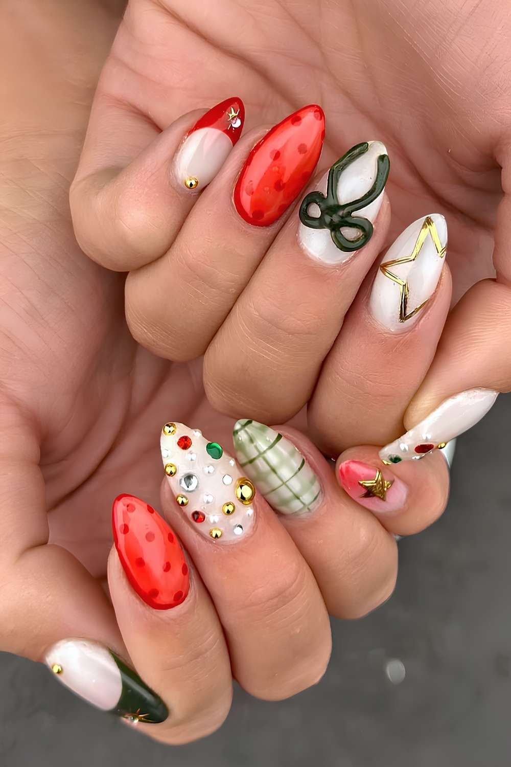 Mixed Finish Christmas Art Almonds Mixed Finish Christmas Art Almonds — Christmas Almond Nails 2026