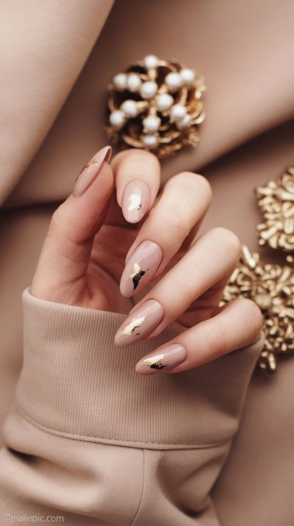 Gold Foil Accents Visual Idea Gold Foil Accents Visual Idea — Classy Christmas Nails 2026