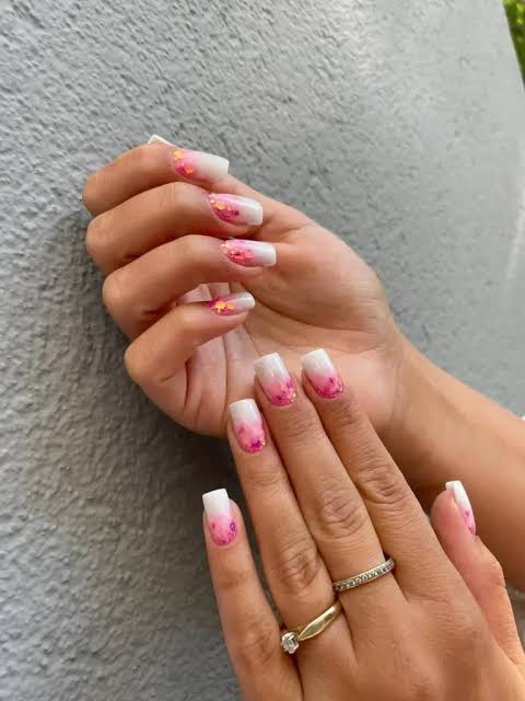 Ombre Glitter Squares Ombre Glitter Squares — Winter to Spring Transition Nails