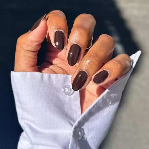Deep Dark Brown Glossy Nails Deep Dark Brown Glossy Nails — Winter Work Nails