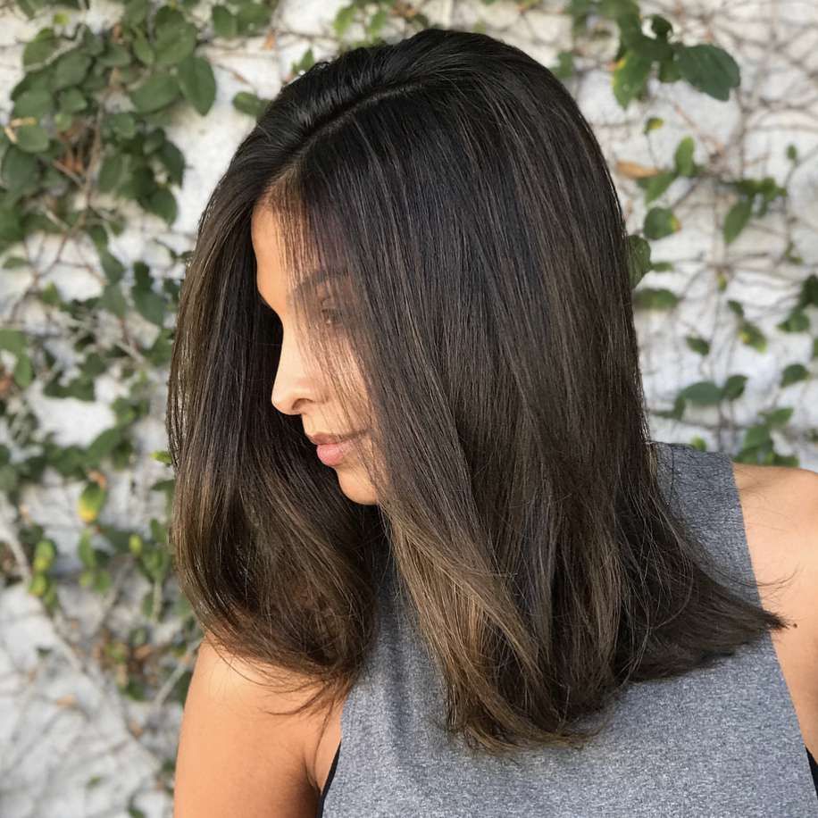 Blunt Collarbone Lob with Caramel — Winter Haircuts for Straight Hair