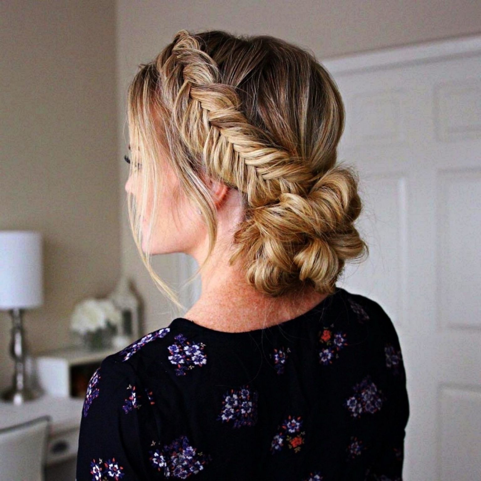 Blonde Fishtail Braid Into Bun Blonde Fishtail Braid Into Bun — Winter Updos