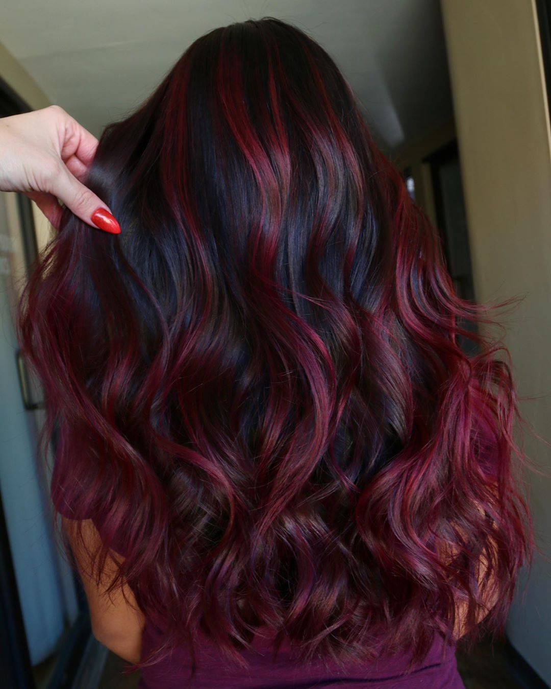 Dark Brown to Deep Red Ombre Dark Brown to Deep Red Ombre — Winter Ombre Hair